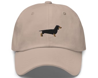 Embroidered Dachshund Dad Hat: Adjustable Cotton Baseball Cap