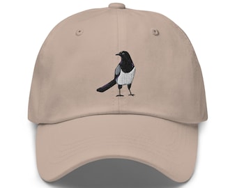 Magpie Bird Embroidered Dad Hat: Nature Wildlife Baseball Cap