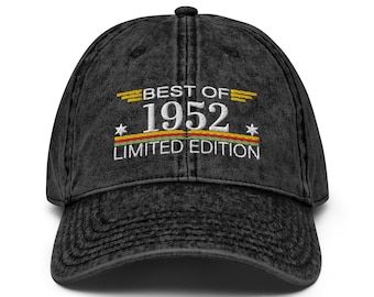 1952 birthday gift for men And women Vintage Cotton Twill Cap, 72th Birthday Vintage Embroidered Dad Hat,Born In 1952 Cap,72th Birthday Hat