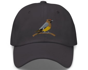 Cedar Waxwing Embroidered Dad Hat: Nature Wildlife Bird Cap