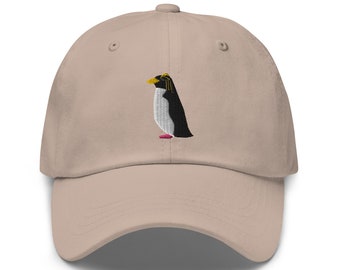 Fiordland Penguin Embroidered Dad Hat, Embroidered Ocean Bird Men Women Wildlife Cap, Handmade Dad Cap, Adjustable Dad Hat - Multiple Colors