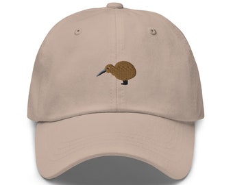 Kiwi Bird Embroidered Unisex Dad Hat, Kiwi Bird Lover Gift, Wildlife Hat, Handmade Dad Cap, Adjustable Baseball Cap Gift - Multiple Colors
