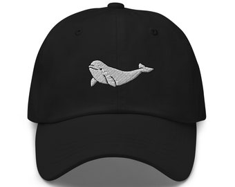 Beluga Whale Embroidered Dad Hat, Beluga Whale Lover Gift Unisex Hat, Adjustable Baseball Cap, Handmade Dad Hat Gift - Multiple Colors