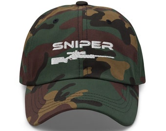 Sniper & Shooter Gamer Embroidered Dad Hat, Gift for Gamers Lover, Army Hats, Handmade Dad Cap, Adjustable Baseball Cap Gift-Multiple Colors