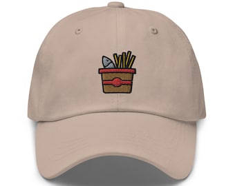 Fish & Chips Embroidered Dad Hat: Funny Fishing Gift