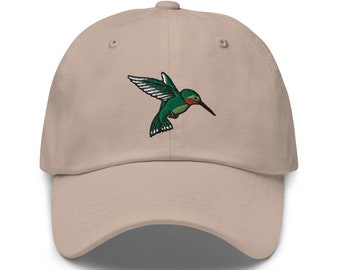 HUMMINGBIRD Embroidered Dad Hat, Cute Hummingbird Wildlife Bird Watcher Gift, Handmade Adjustable Baseball Dad Caps Gifts - Multiple Colors