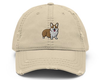 Gestickte walisische Corgis Distressed Dad Hat: Unisex Geschenk für Tierliebhaber