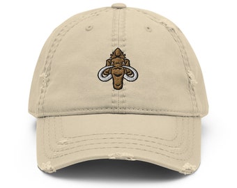Mammoth Embroidered Distressed Dad Hat - Adjustable Unisex Cap