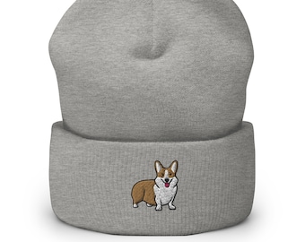 Bestickte Corgis Mütze: Unisex Mütze mit Bündchen