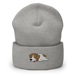 Embroidered Jack Russell Terrier Beanie: Unisex Cuffed Knit Hat