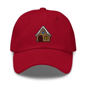 Gingerbread House Hat, Funny Holidays Gift Gift Cap, Handmade Embroidered Unisex Hat, Adjustable Baseball Dad Cap Gifts - Multiple Colors