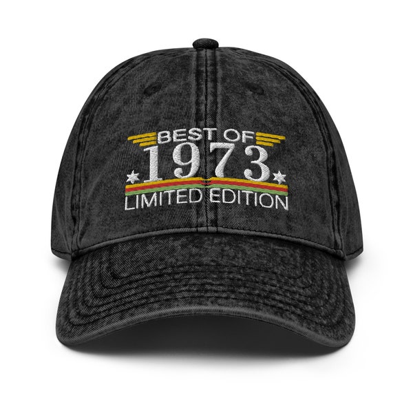 51 cumpleaños bordado vintage gorra de sarga de algodón, regalo para hombres y mujeres, regalo de cumpleaños 51 bordado sombrero de papá, nacido en 1973 gorra de regalos