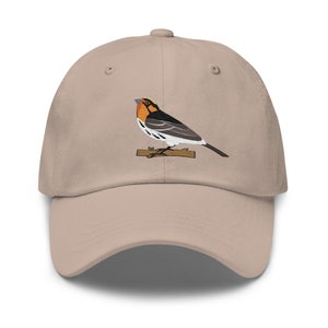 Blackburnian Warbler Cap, Birds Lover Gifts, Unisex Embroidered Cotton Adjustable Baseball Dad Hat, Handmade Dad Cap Gift - Multiple Colors