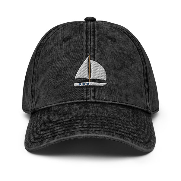 Sail Boat Hat, Sailer Gift Baseball Dad Cap, Sailor Hat, Adjustable Handmade Embroidered Vintage Cotton Twill Cap Gifts - Multiple Colors