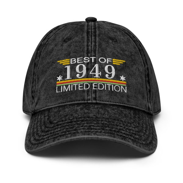 75th birthday gift for men And women, 75th Birthday Gift Limited Edition Vintage Embroidered Dad Hat, Born In 1949 Cotton Twill Cap Gifts