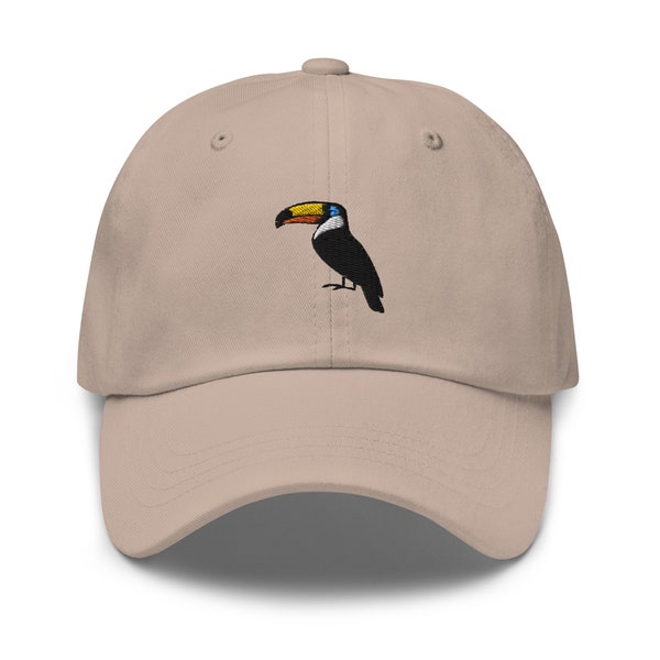 Toucan Embroidered Dad Hat, Toucan Lovers Gifts, Nature Wildlife Hat, Handmade Dad Cap, Embroidered Adjustable Dad Hat -Multiple Colors
