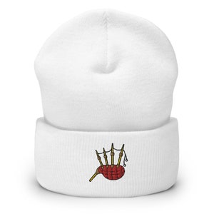 Bagpipes Embroidered Beanie: Cuffed Knit Winter Hat