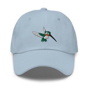 Chapeau papa broderie dessin animé colibri, casquette de baseball, casquette maman, chapeau animalier, casquette nature, cadeau pour amoureux des oiseaux, cadeau ornithologie, casquette oiseau d'Amérique du Nord