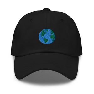 Earth Globe Embroidery Dad Hat: Planet Baseball Cap
