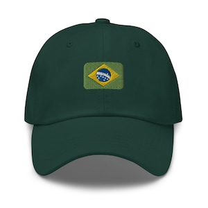 Sombrero de papá bordado de Brasil, regalo de país brasileño, bandera brasileña hecha a mano bandera brasileña unisex ajustable regalos de gorra de papá - múltiples colores