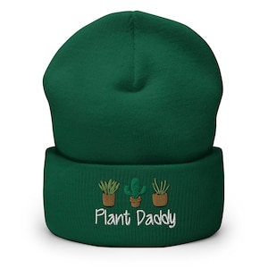 Plant Daddy Embroidered Beanie: Unisex Cuffed Plant Lover Gift