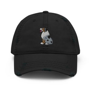 Embroidered Australian Shepherd Distressed Dad Hat