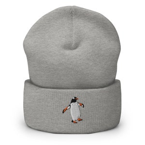 Penguin Embroidery Cuffed Beanie Hat, Penguin lover, Penguin Gift, Penguin Hat, Funny Penguin, Penguin Winter, Cute kawaii Christmas Gift
