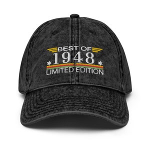 Cappello da papà ricamato per il 77° compleanno: berretto in twill di cotone vintage