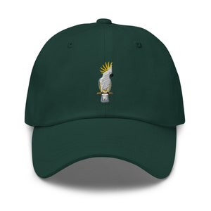 Cockatoo Embroidered Dad Hat, Cockatoo Bird Lovers Gifts, Handmade Embroidered Dad Cap, Embroidered Adjustable Baseball Cap-Multiple Colors