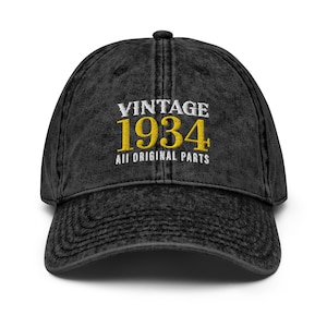 90th birthday gift for men And women, 90th Birthday Gift All Orignal Parts Vintage Embroidered Dad Hat, Born In 1934 Cotton Twill Cap Gifts image 1