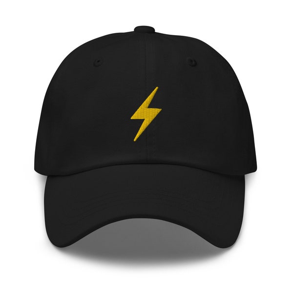 Chapeau papa baseball LIGHTNING BOLT, casquette papa brodée, Storm Thunder électrique, cadeau météorologue, chapeau unisexe brodé éclair doré