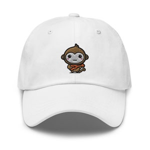 Cute Monkey Playing Guitar Embroidered Dad Hat, Monkey Baseball Cap, Monkey Lovers Gift Handmade Adjustable Dad Caps Gifts - Multiple Colors