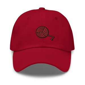 Red Yarn Dad Hat, knitting Lover Gift Dad Cap, Embroidered Unisex Hat, Handmade Dad Cap, Adjustable Baseball Cap Gift - Multiple Colors
