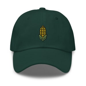 Corn Dad Hat, Embroidered Baseball Cap, Vegetable Foodie Farmers, Farmer Gift Adjustable Hat, Handmade Embroidered Dad Cap - Multiple Colors