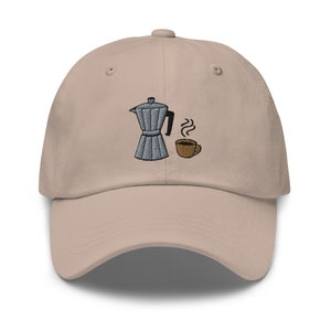 Gorra de papá bordada con cafetera moka: regalo para los amantes del café