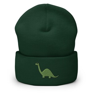 Green Dinosaur Embroidered Cuffed Beanie Winter for Men and Women,Embroidered to Order,Embroidery Winter Unisex ,Handmade Cuffed Beanie Hat
