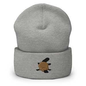 Embroidered Platypus Cuffed Beanie - Wildlife Winter Hat