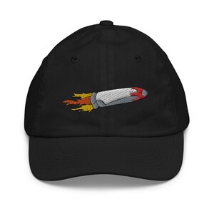 Embroidered Space Rocket Youth Baseball Cap: Adjustable Kids Hat