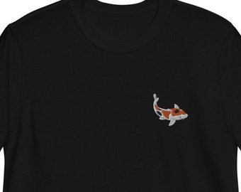 Koi Pesce Ricamato Unisex Camicia, Uomo Donna T-Shirt, Camicie Mamma Papà Regalo, Koi Pesce Estetico Giapponese Street Wear, Koi-Fish Unisex Camicia