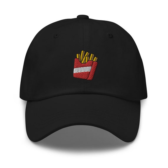 Tech Design French Fries Baseball Cap - Embroidered Cotton Adjustable Dad Hat, Black, One Size Fits All