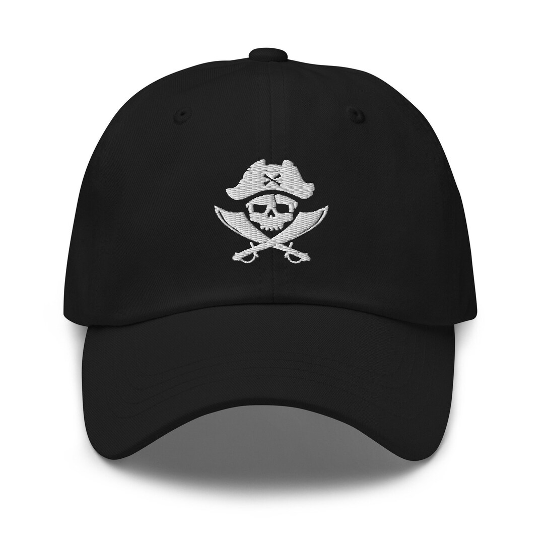 LexiuYibai Men's Washed Cotton Baseball Cap - Pirate Captain Embroidered Dad Hat, Black, Size 7 1/2 - View #6