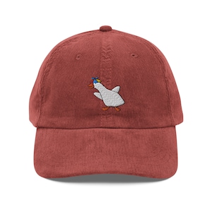 Embroidered Goose Corduroy Cap: Propeller Hat, Novelty Dad Hat