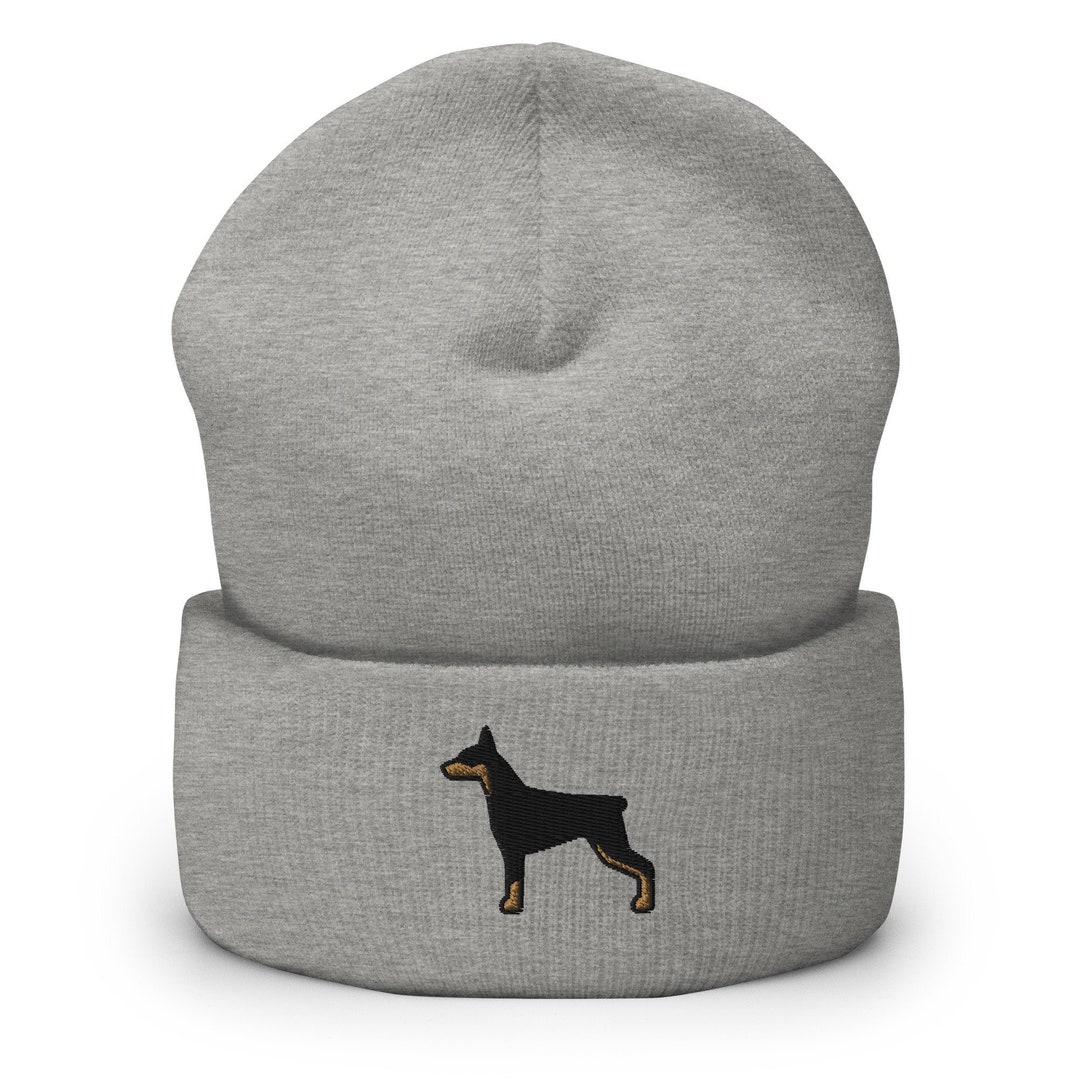 Embroidered Doberman Beanie: Cuffed Knit Winter Hat - Etsy Norway
