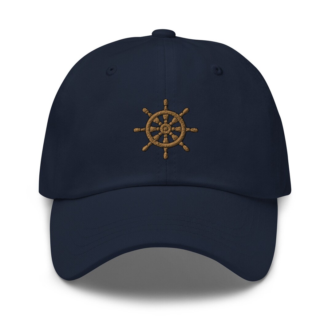 Embroidered Ship Wheel Dad Hat: Ocean Captain Cap