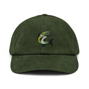 Embroidered Walleye Fish Hat: Corduroy Dad Cap, Fishing Gift