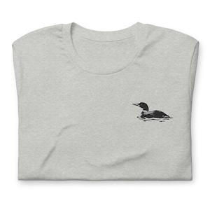 Embroidered Loon T-Shirt: Unisex Wildlife Bird Tee