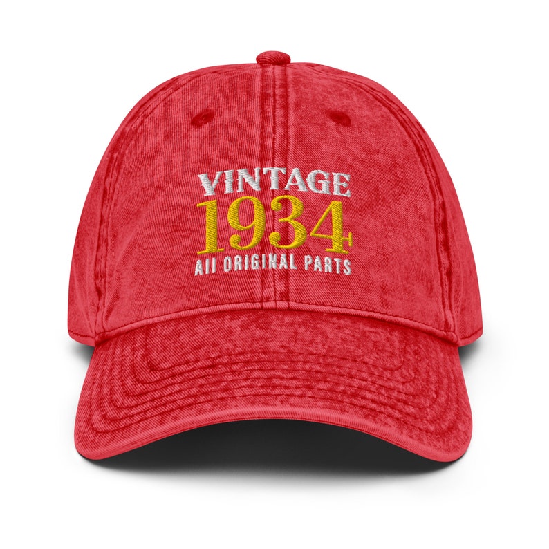 90th birthday gift for men And women, 90th Birthday Gift All Orignal Parts Vintage Embroidered Dad Hat, Born In 1934 Cotton Twill Cap Gifts