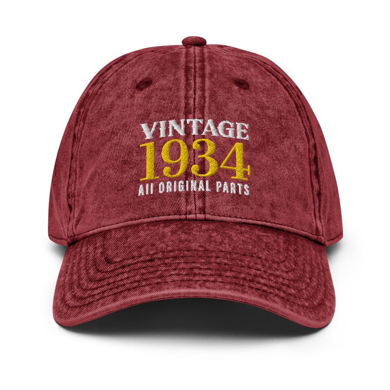 90th birthday gift for men And women, 90th Birthday Gift All Orignal Parts Vintage Embroidered Dad Hat, Born In 1934 Cotton Twill Cap Gifts