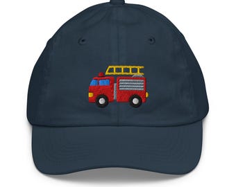 Toddler Firetruck Embroidered Baseball Cap: Firefighter Gift