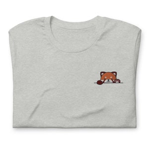 Waving Red Panda Paws Up Unisex T-Shirt, Lovers Embroidered Unisex T-Shirt Gift for Her for Him Unisex Short Sleeve Shirt - Multiple Colors